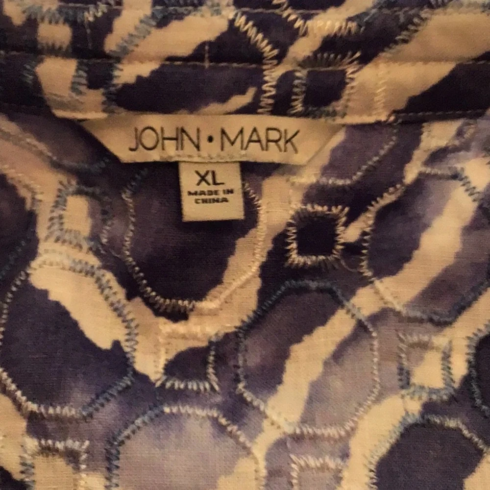 John Mark Blue and White Button Down Jacket. NWT - Picture 7 of 12